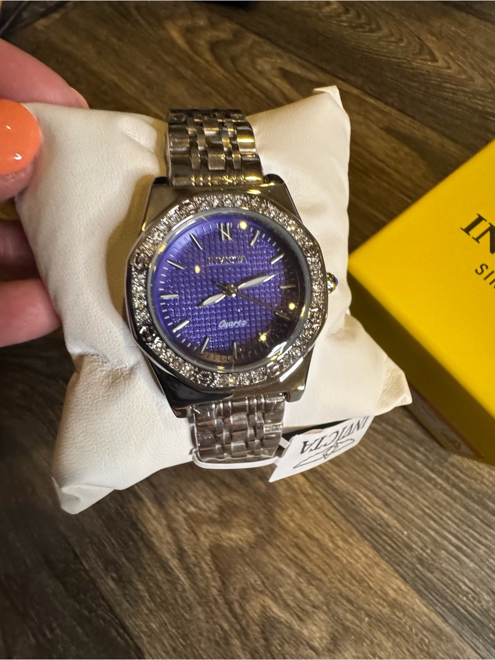 Invicta Wildflower Silver Watch with Purple Dial and Crystal Accent 33mm